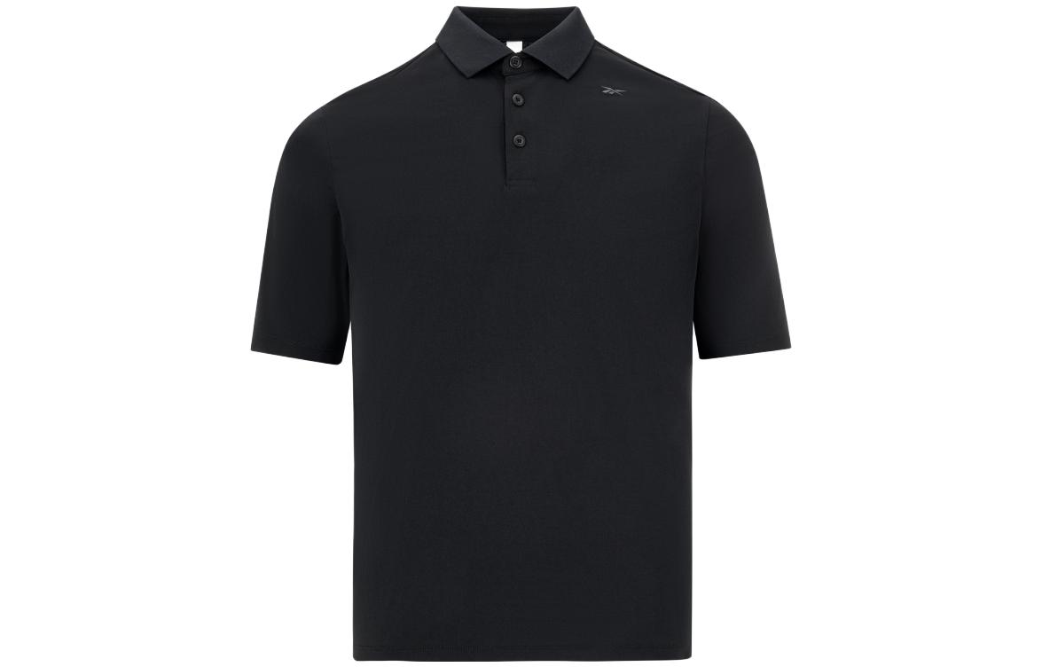 Reebok Polo Shirts Men's Black Polo Collar Moderate Straight Fit