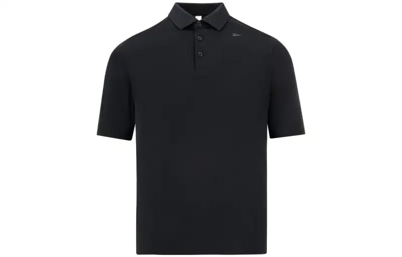 Reebok Polo Shirts Men's Black Polo Collar Moderate Straight Fit