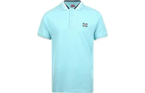 KENZO Polo Shirts Men's Light Blue Polo Collar Moderate Straight Fit