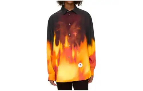LOEWE Shirts Men's Orange Lapel Moderate Other