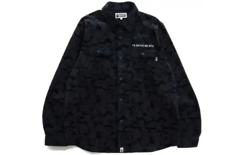 A BATHING APE Solid Camo Corduroy Work Shirt