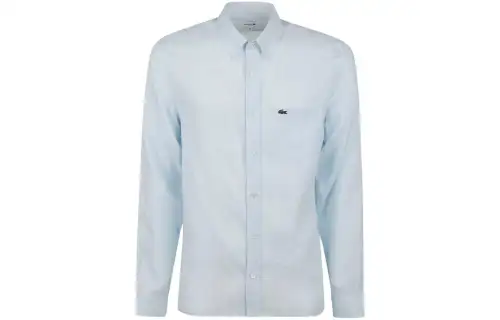 LACOSTE France SS23 solid color casual long-sleeved shirt for men, light blue