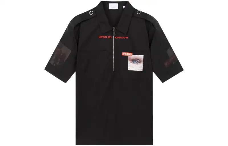 Burberry Shirts Men's Black Lapel Moderate Other
