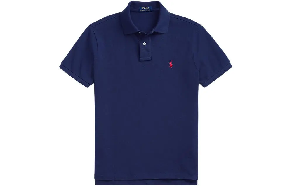 Polo Ralph Lauren SS21 Polo Shirt Custom Slim Fit Men's Dark Blue & Red