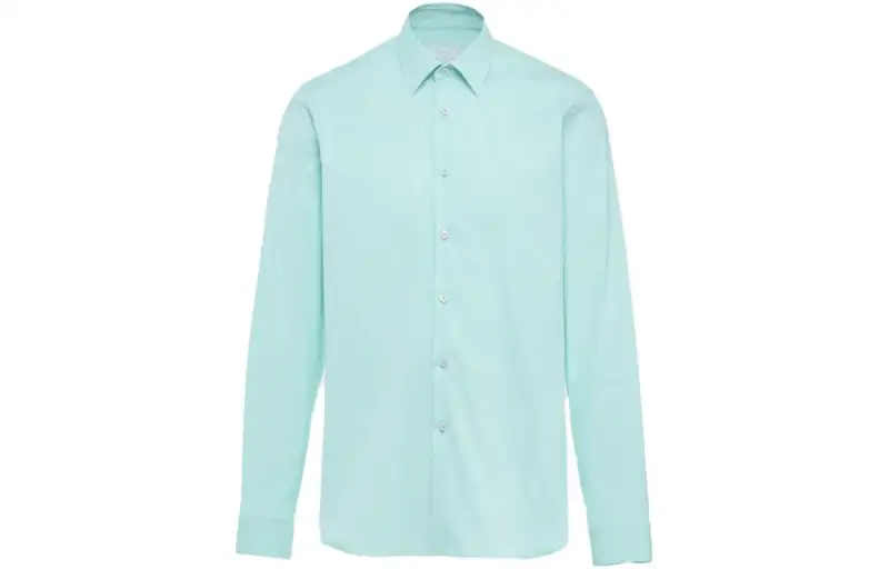 PRADA Shirts Men's Green Stand Collar Moderate Other