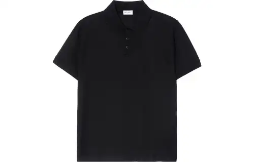 SAINT LAURENT Cassandre Cotton Pique Polo Shirt