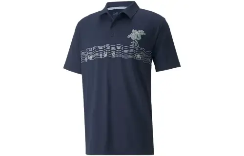PUMA Polo Shirts Men's Marine Blue Polo Collar Moderate Straight Fit