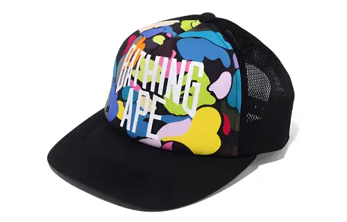 Bape A BATHING APE Multi Camo Nyc Logo Mesh Cap
