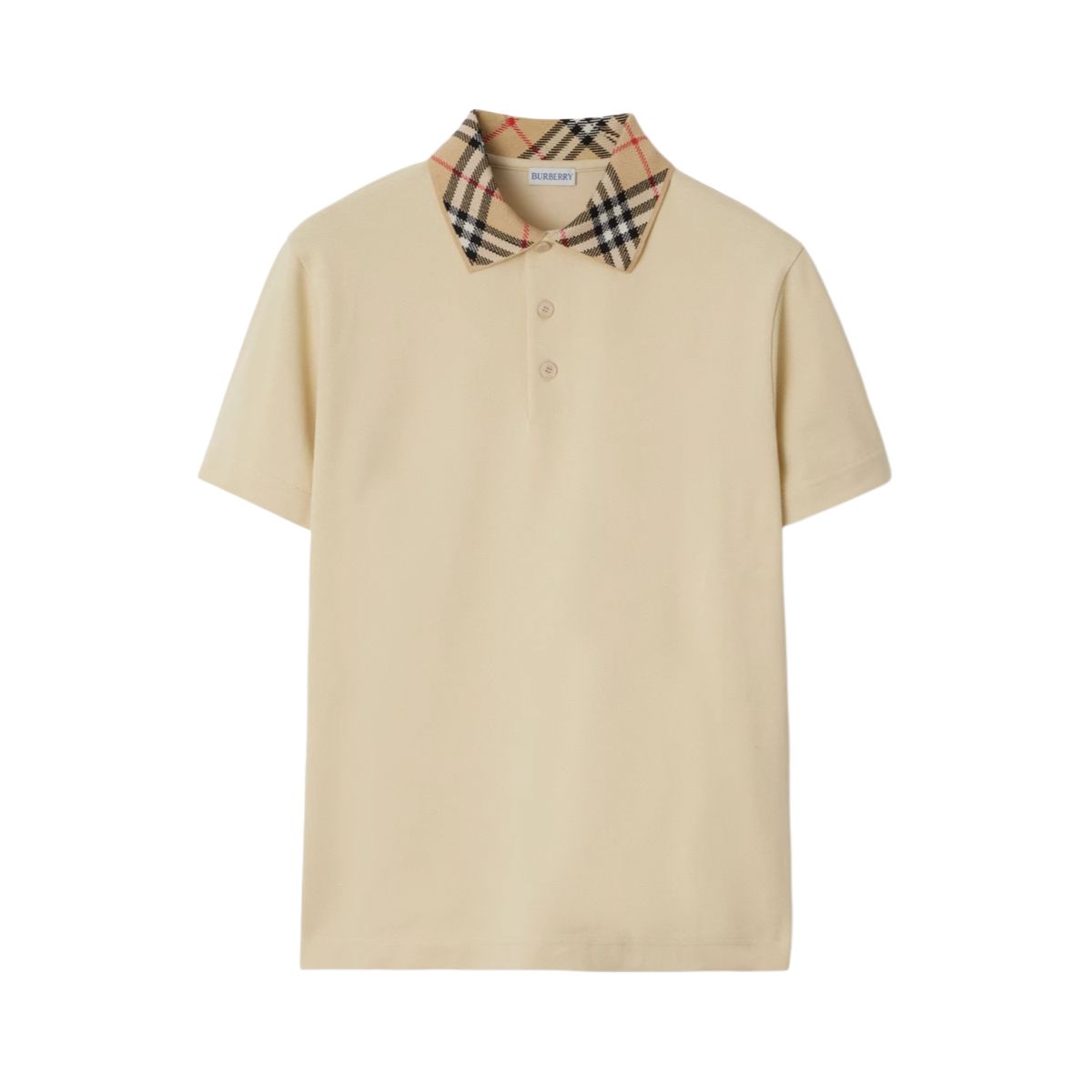 Burberry Burberry FW24 Plaid Collar Cotton Short Sleeve Polo Shirt Men's Nutmeg