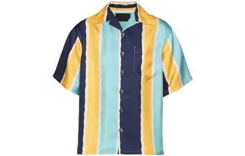 PRADA Shirts Men's Marine Blue Lapel Moderate Shirt