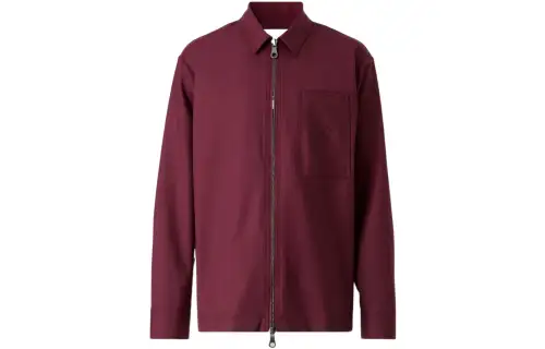 Burberry Logo Detail Wool Zip front Shirt