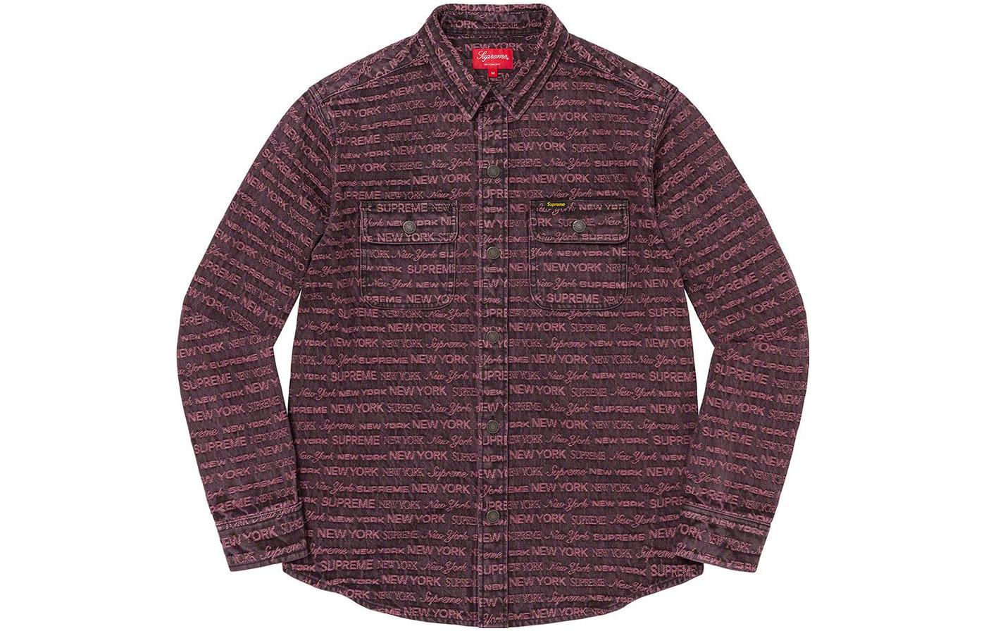 Рубашка Supreme FW22 Week 4 Multi Type Jacquard Denim Shirt (синяя)