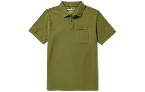 Timberland Polo Shirts Men's Avocado Green Polo Collar Moderate Straight Fit