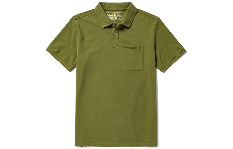 Timberland Polo Shirts Men's Avocado Green Polo Collar Moderate Straight Fit