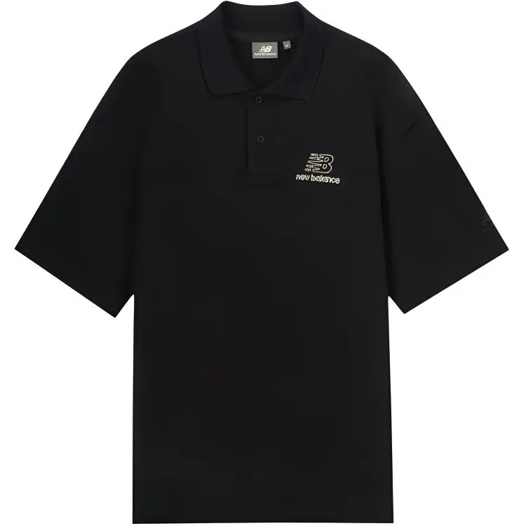 New Balance Polo Shirts Men's Black Polo Collar Moderate Straight Fit