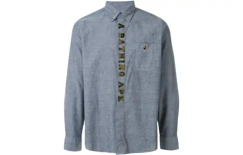 A BATHING APE Bape Shirts Men's Light Blue Lapel Moderate Other