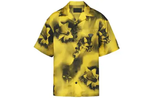PRADA Pre Owned PRADA Abstract Fox Print Short Sleeve Bowling Shirt From The Closet Of Pusha T