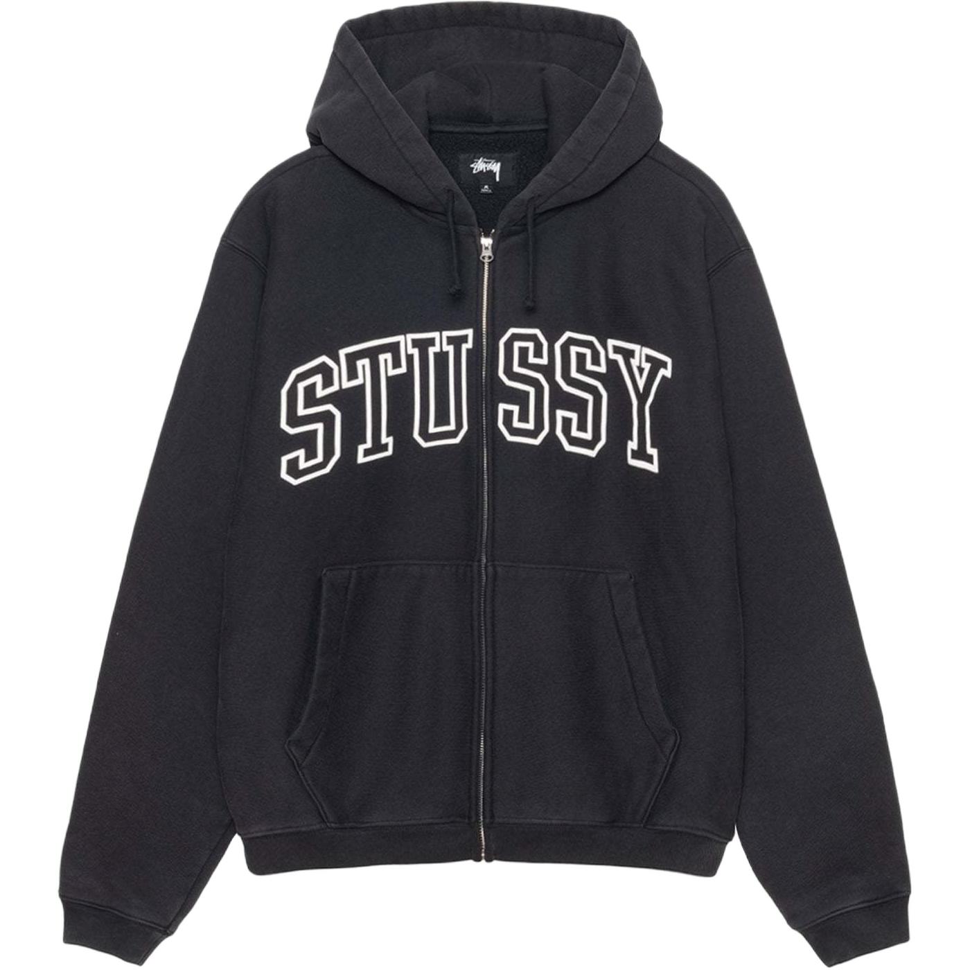 Stussy 2024 Summer Series SS24 OUTLINE ZIP HOODIE Logo printed zipper and velvet hooded American retro sweatshirt, same style for men and women