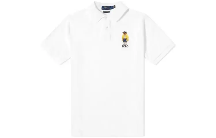 Polo Ralph Lauren Polo Bear SS22 Polo Shirt Custom Slim Fit Men's White