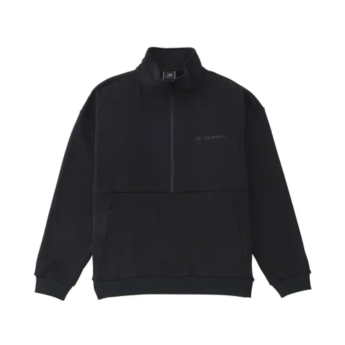 New Balance Sweatshirts Men's Black Half Open Collar Moderate Regular