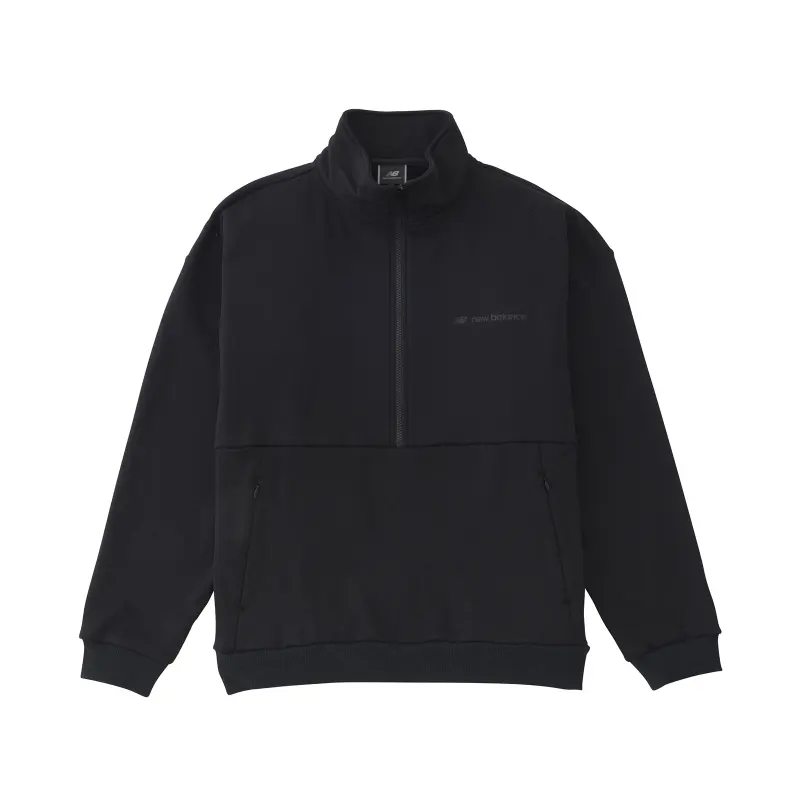 New Balance Sweatshirts Men's Black Half Open Collar Moderate Regular