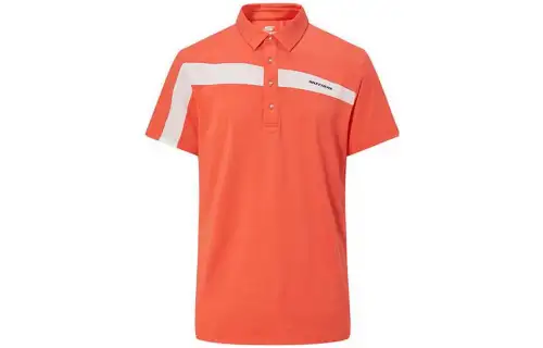Skechers Polo Shirts Men's Orange Polo Collar Moderate Straight Fit