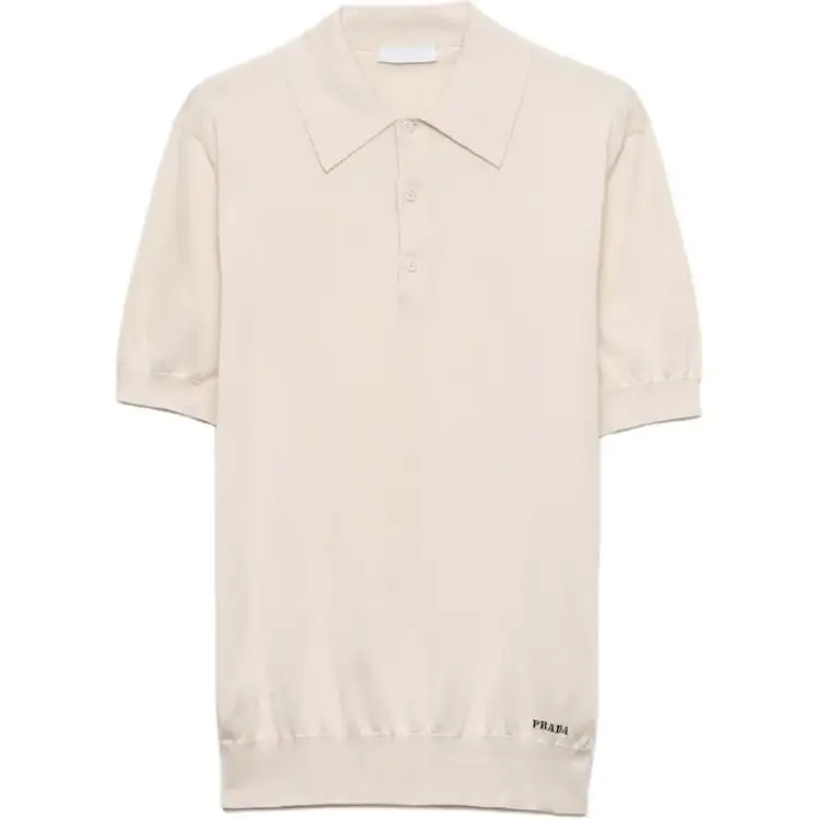 PRADA Logo Jacquard Short Sleeved Polo Shirt
