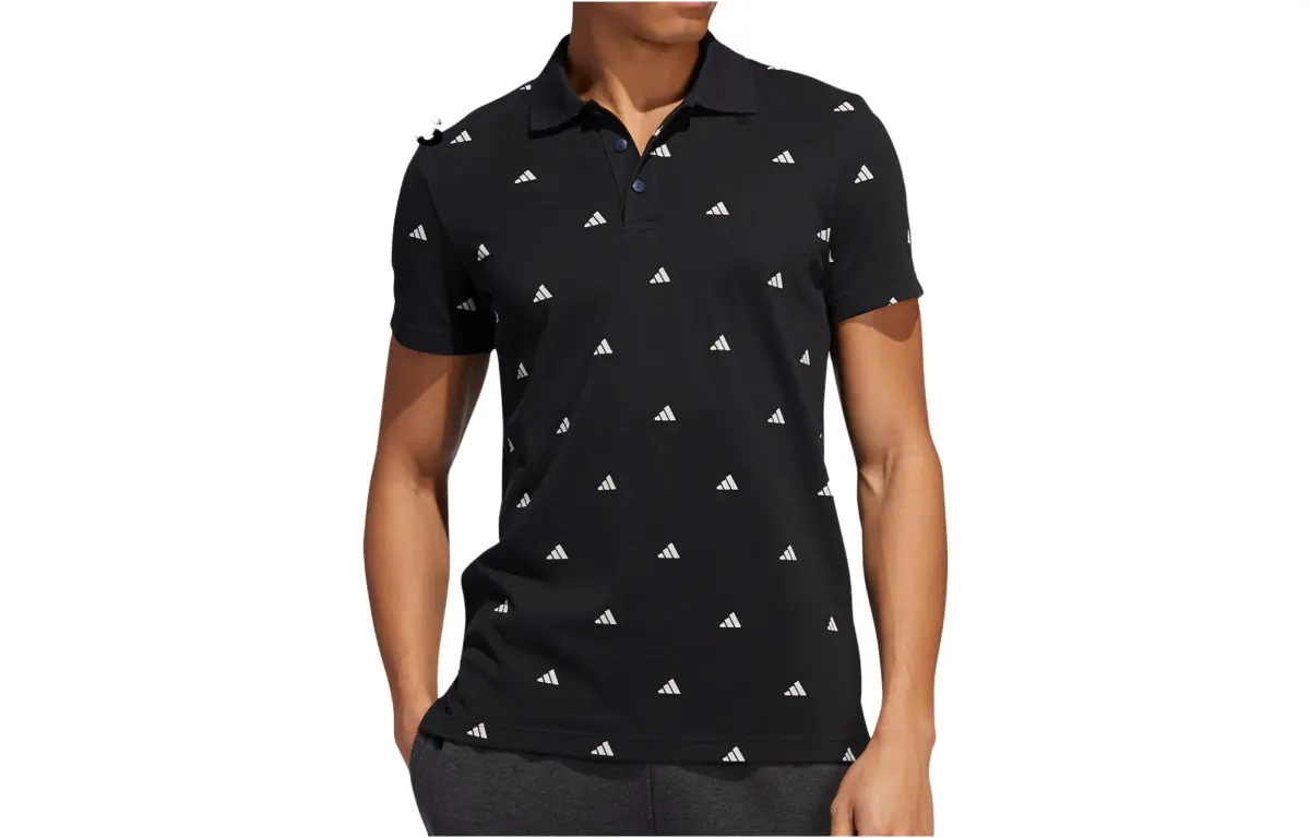 Adidas Polo Shirts Men's Black Polo Collar Moderate Straight Fit