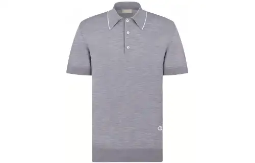 DIOR Polo Shirts Men's Gray Polo Collar Moderate