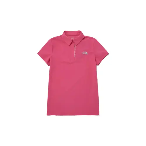 THE NORTH FACE Polo Shirts Men's Pink Polo Collar Moderate Straight Fit