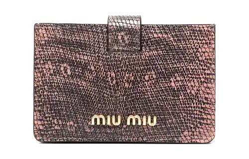 MIU MIU Grain Leather Card Holder, Wallet Women's Brown