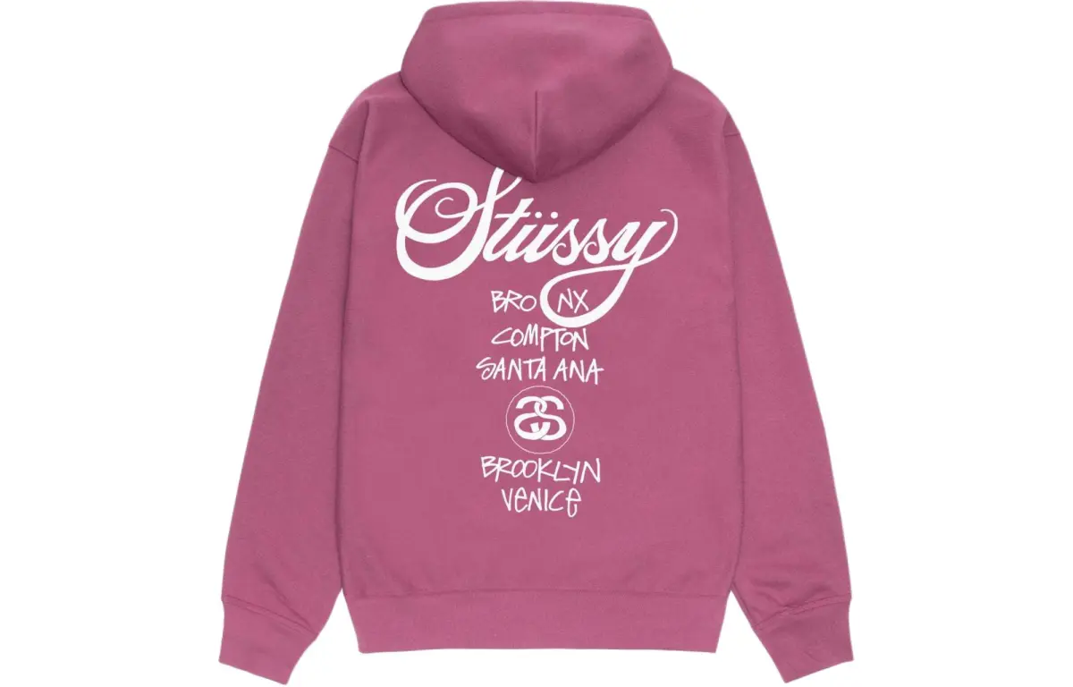 Stussy SS24 World Cruise Collection Logo Printed Pattern Zippers Long Sleeved Fleece Lined Hooded American Vintage