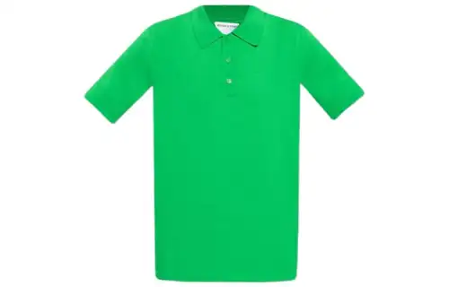 Bottega Veneta Polo Shirts Men's Green Polo Collar Moderate Straight Fit