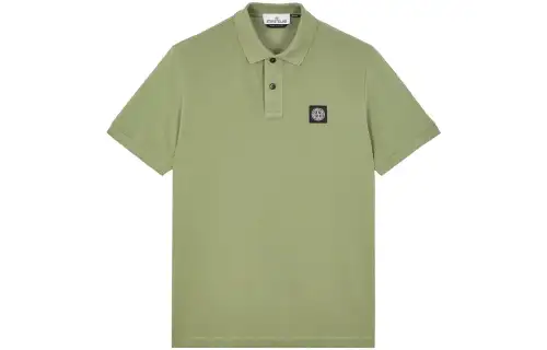 STONE ISLAND Polo Shirts Unisex Turquoise Polo Collar Moderate Straight Fit