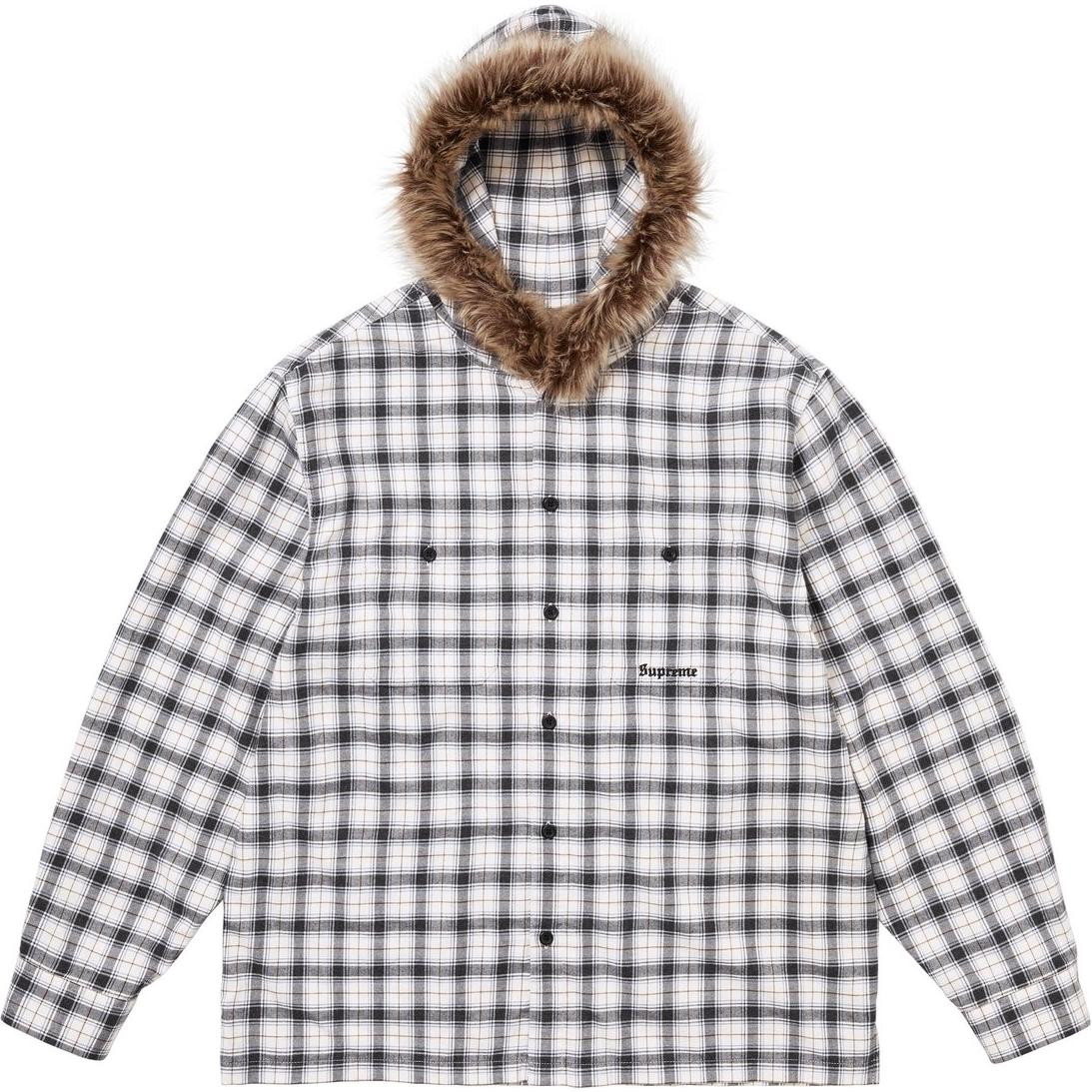 Рубашка Supreme Fur Trim Flannel Hooded Shirt (черно-белая)