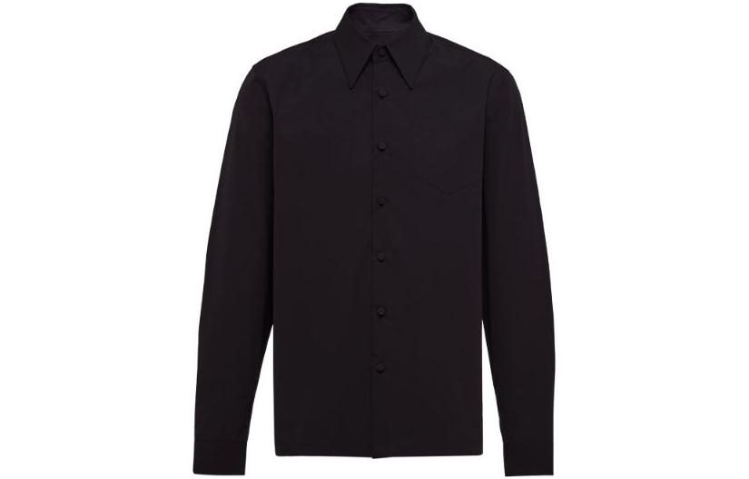 PRADA Shirts Men's Black Polo Collar Moderate Shirt