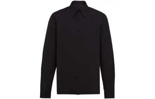 PRADA Shirts Men's Black Polo Collar Moderate Shirt