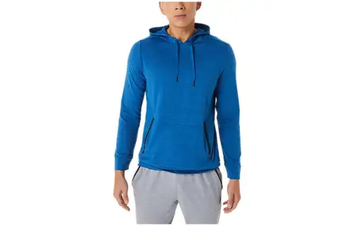 ASICS Tech Pullover Sweatshirts Men's Lake Blue Hooded Moderate Regular