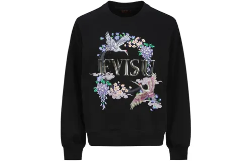 EVISU Sweatshirts Women's Black Crew Neck Moderate Regular
