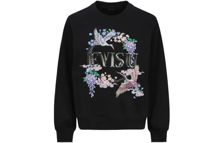 EVISU Sweatshirts Women's Black Crew Neck Moderate Regular