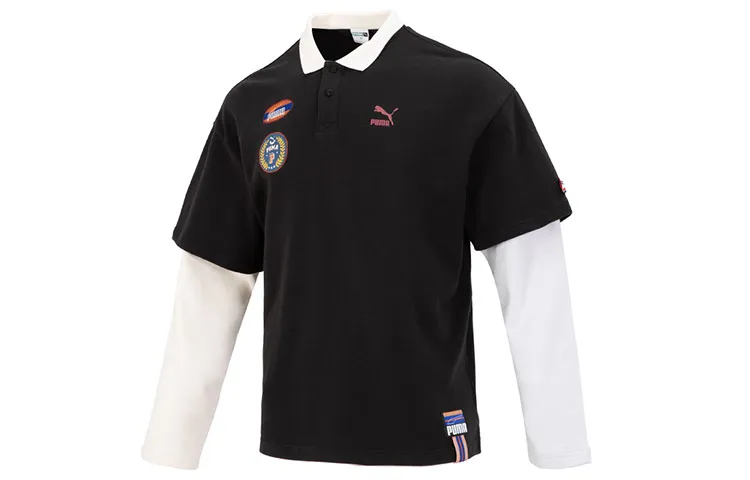 PUMA Polo Shirts Men's Black Moderate Mock Two-Piece