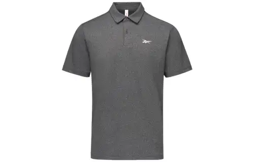 Reebok Polo Shirts Men's Black Polo Collar Moderate Straight Fit