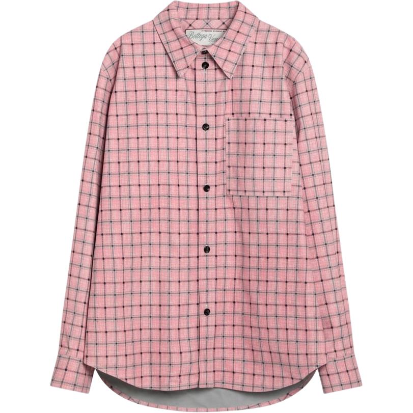 Bottega Veneta Checked Long Sleeved Leather Shirt