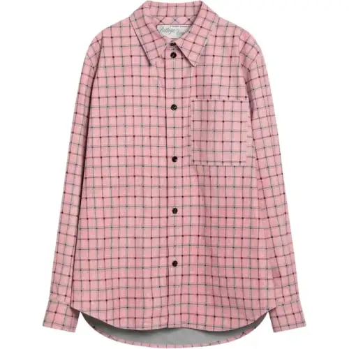 Bottega Veneta Checked Long Sleeved Leather Shirt
