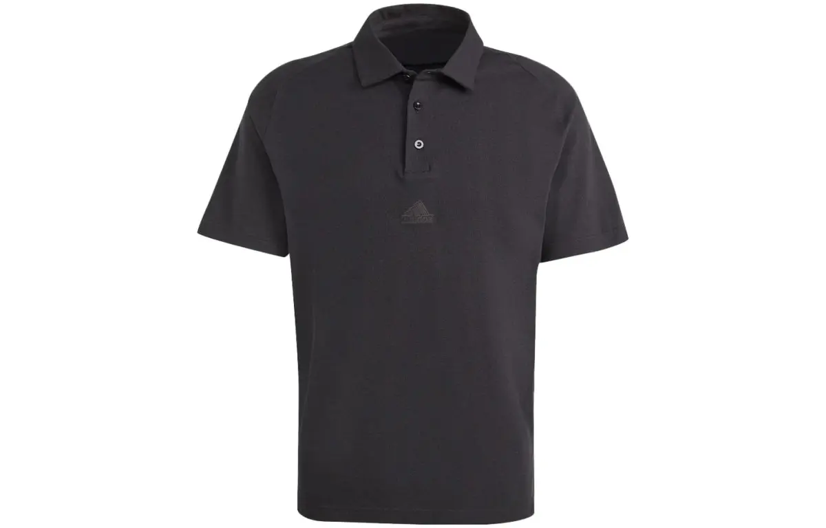 Adidas Polo Shirts Men's Black Polo Collar Moderate Straight Fit