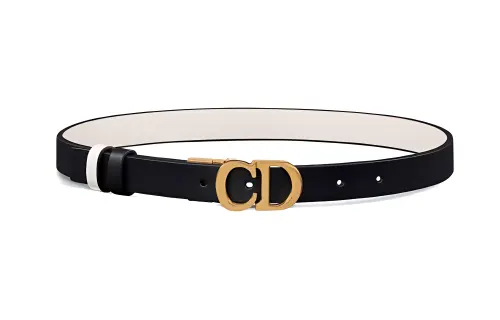 DIOR Leather Belts Women's Black Width 2CM