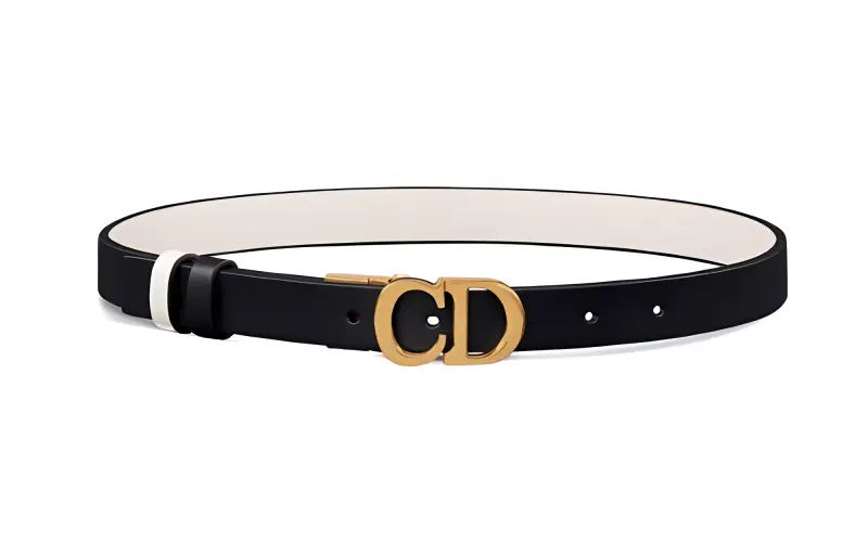 DIOR Leather Belts Women's Black Width 2CM