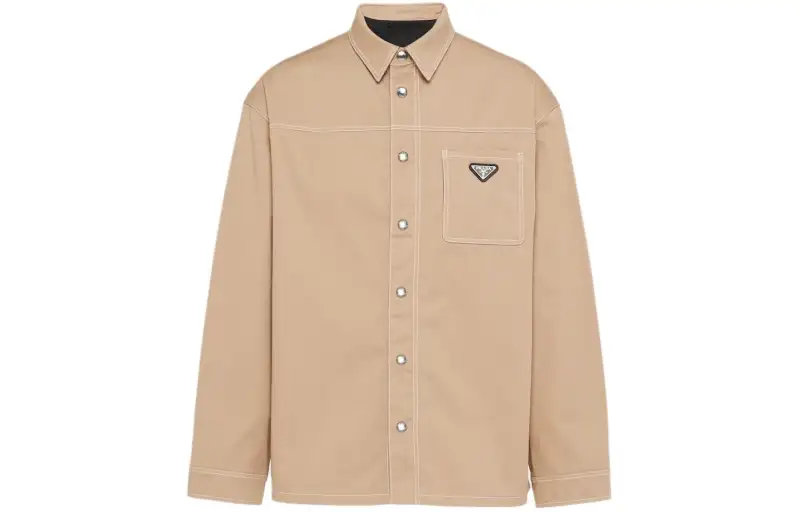 PRADA Shirts Men's Khaki Lapel Moderate Other