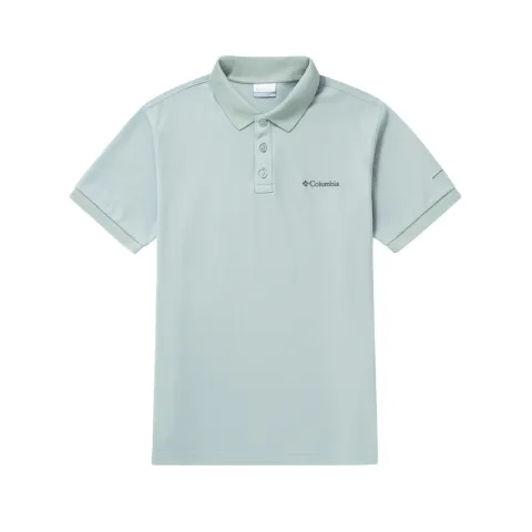 Columbia Polo Shirts Men's Light Green Polo Collar Moderate Straight Fit