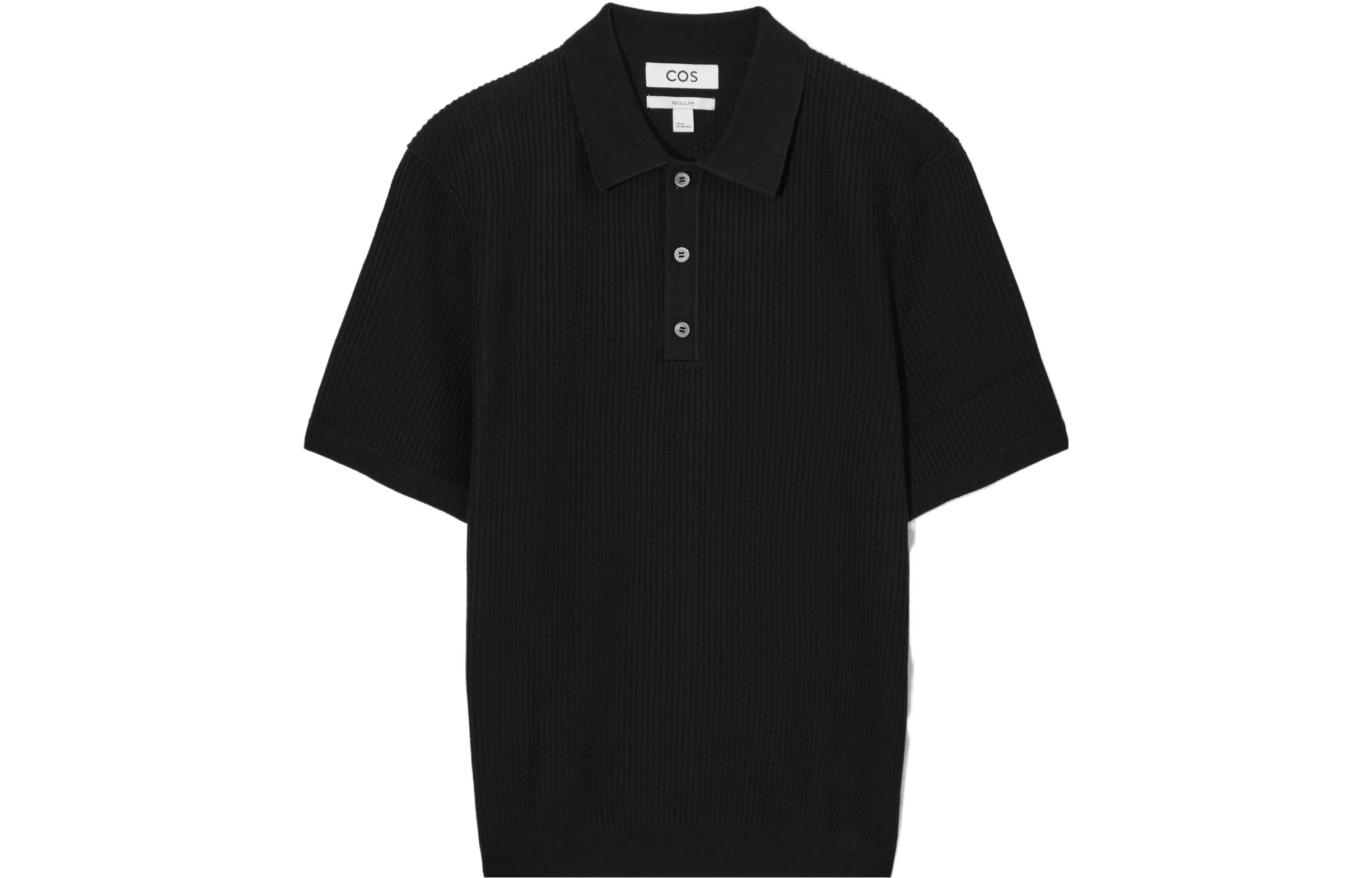 COS Polo Shirts Men's Black Polo Collar Moderate Straight Fit